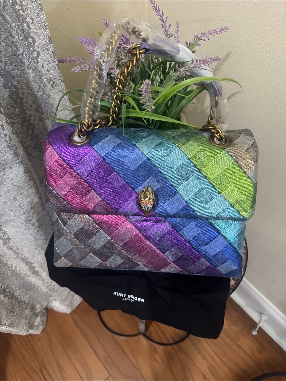 Kurt Geiger London Large Kensington Rainbow Denim Shoulder Bag